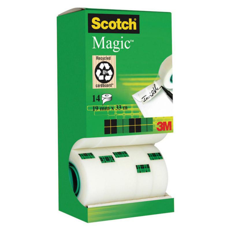 Cinta adhesiva Scotch Magic 19mmx33m Pack ahorro 14 unid