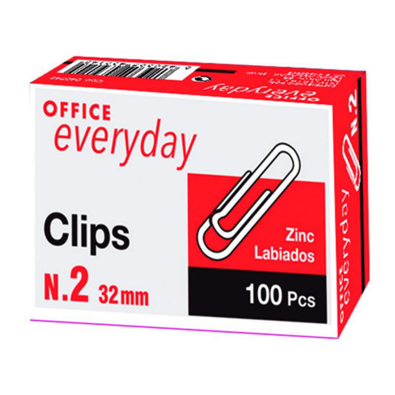 Clips Office EveryDay Zinc Labiados NÂº2 - 32 mm /100 ud.