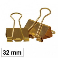 Pinza Sujetapapeles Reversible Plus Office Dorado 52x32 mm /12 ud.