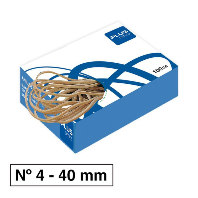 Gomas ElÃ¡sticas Plus Office NÂº 4 40 mm. Caja 100g.