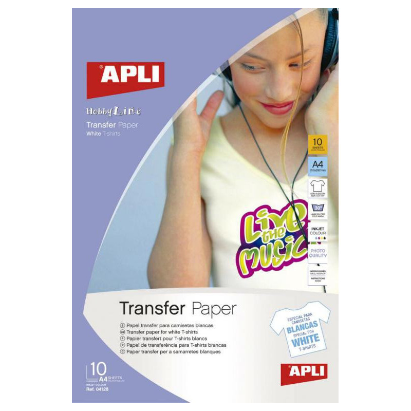 Papel Transfer A4 Apli Tejidos Blancos 10 Hojas