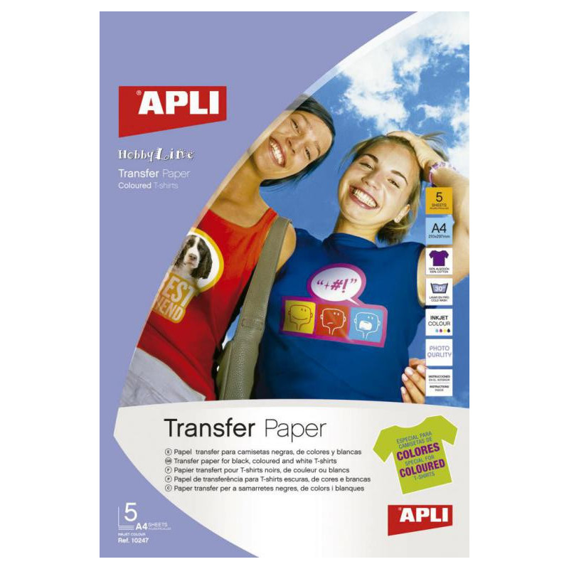 Papel Transfer A4 Apli Tejidos Oscuros 5 Hojas