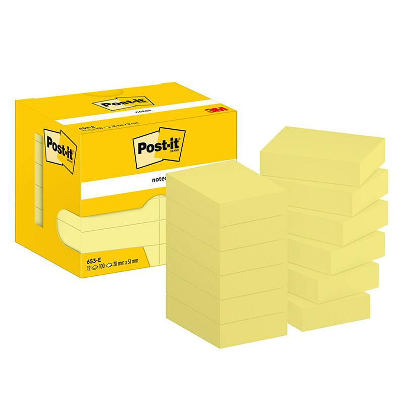 Bloc Notas Adhesivas Post-It 38mmx51mm Amarillas 100 Hojas