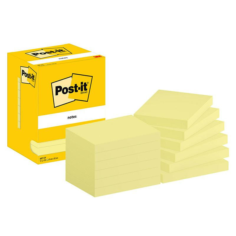 Bloc Notas Adhesivas Post-It 76mmx102mm Amarillas 100 Hojas