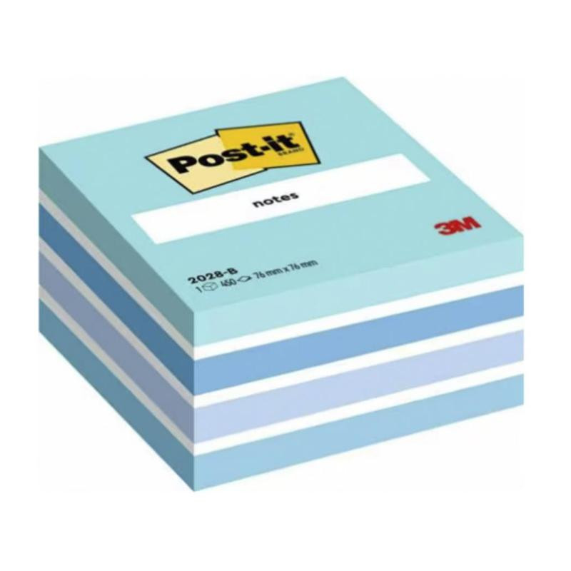 Bloc Notas Adhesivas Post-It 76mmx76 mm Azul Pastel 450 Hojas