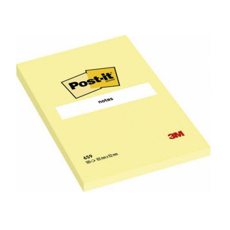 Bloc Notas Adhesivas Gran Formato Post-It Rayado Liso 102mmx152mm 100 Hojas