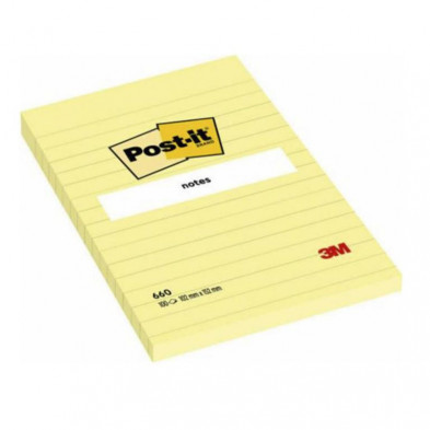 Bloc Notas Adhesivas Gran Formato Post-It Rayado Horizontal 102mmx152mm 100 Hojas