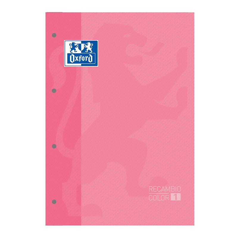 Recambio Archivador Oxford A4 80 Hojas 90g CuadrÃ­cula 5 mm Banda Rosa Chicle