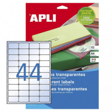 Etiquetas Transparentes Apli Permanentes 48,5 x 25,4 mm 10 hojas