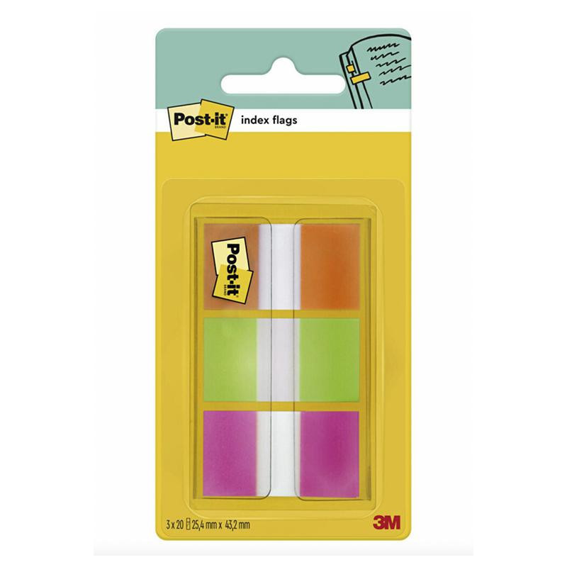 Banderitas Post-It 25 x43,2mm Dispensador 3 Colores 60 ud.