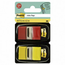 Banderitas Post-It 25,4 x43mm Dispensador Amarillo y Rojo 100 ud.