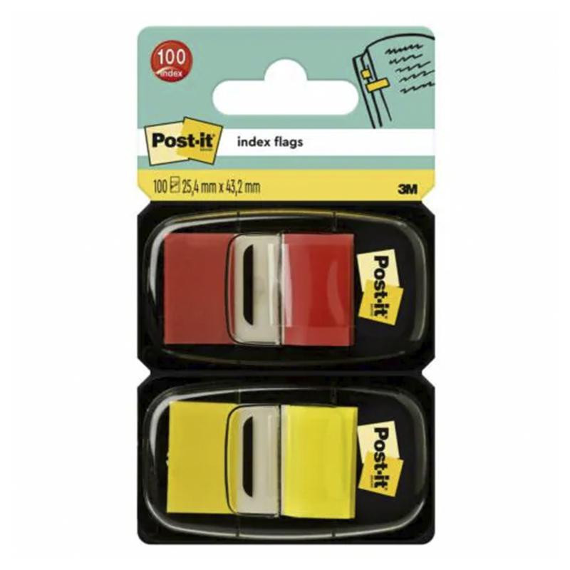 Banderitas Post-It 25,4 x43mm Dispensador Amarillo y Rojo 100 ud.