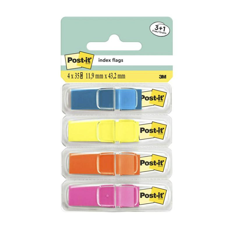 Banderitas Post-it 12 x 43 mm Dispensador 4 Colores NeÃ³n 140 ud