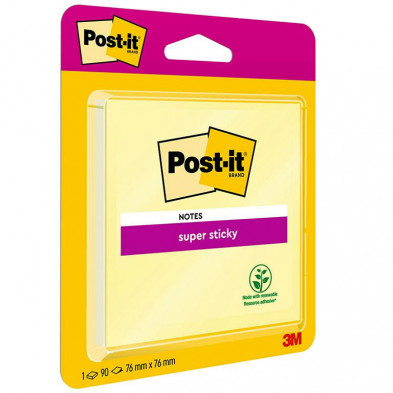 Bloc Notas Adhesivas Post-It Super Sticky 76 X 76 mm Amarillo 90 Hojas BlÃ­ster