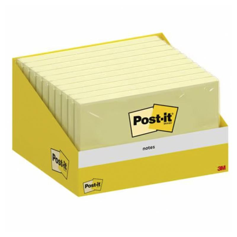 Bloc Notas Adhesivas Z-Notes Post-It 76 x 127mm Amarillo 100 Hojas Caja CartÃ³n