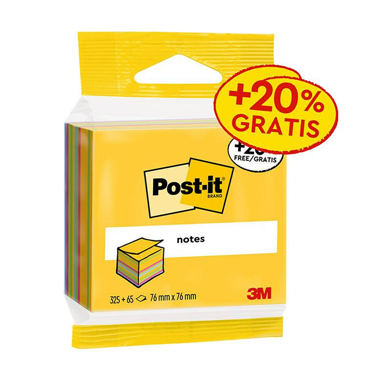 Bloc Notas Adhesivas Post-It 76 x 76mm Colores Surtidos 390 Hojas BlÃ­ster