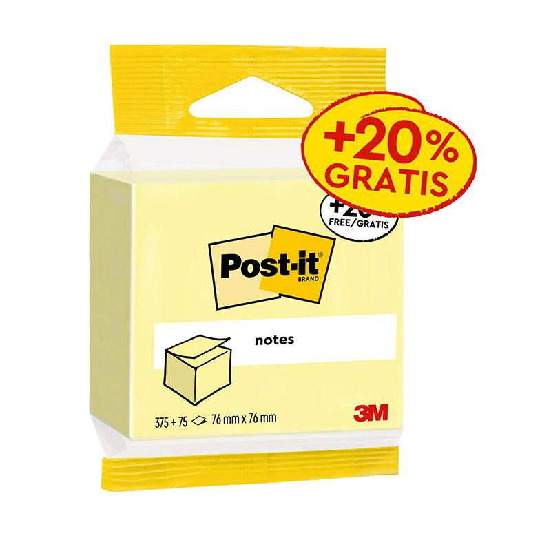 Bloc Notas Adhesivas Post-It 76 x 76mm Amarillo 390 Hojas BlÃ­ster