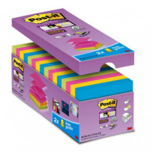 Bloc Notas Adhesivas Z-Notes Post-It Super Sticky 76 x 76 mm Colores Surtidos 100 Hojas