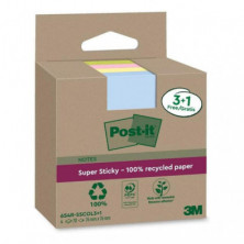 Bloc Notas Adhesivas Post-It Super Sticky Recicladas 76 x 76 mm Surtido 70 Hojas