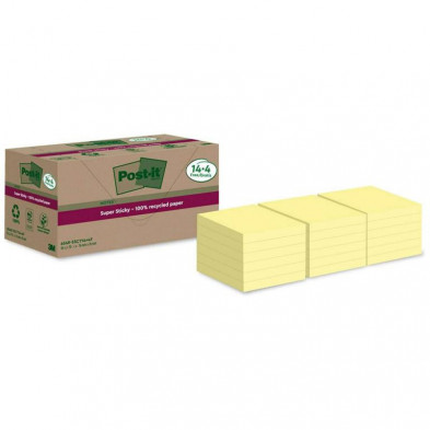 Bloc Notas Adhesivas Post-It Super Sticky Recicladas 76 x 76 mm Amarillas 100 Hojas