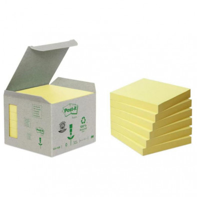 Bloc Notas Adhesivas Post-It Recicladas 76 x 76 mm Amarillas 100 Hojas