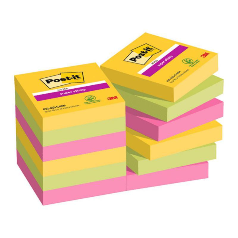 Bloc Notas Adhesivas Post-It Super Sticky 47,6 x 47,6 mm Carnival 90 Hojas