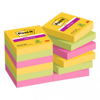 Bloc Notas Adhesivas Post-It Super Sticky 47,6 x 47,6 mm Carnival 90 Hojas