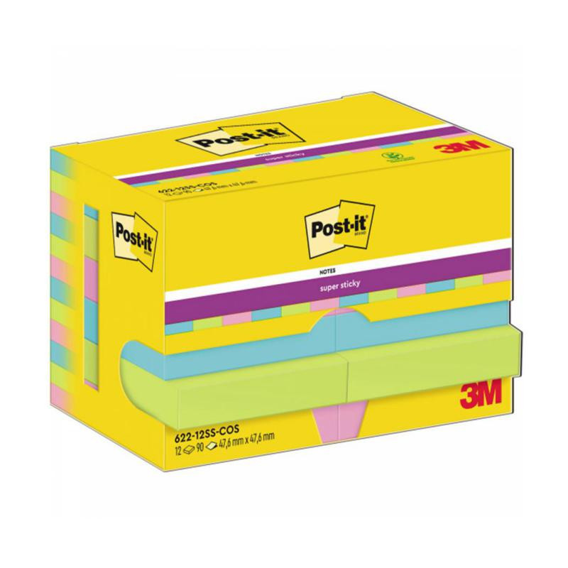 Bloc Notas Adhesivas Post-It Super Sticky 47,6 x 47,6 mm Cosmic 90 Hojas