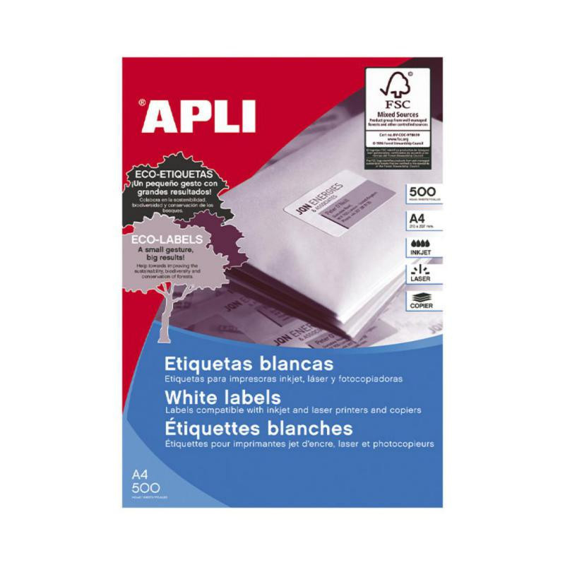 Etiquetas Autoadhesivas Apli 105x148mm Cantos Rectos 4xhoja 500 Hojas