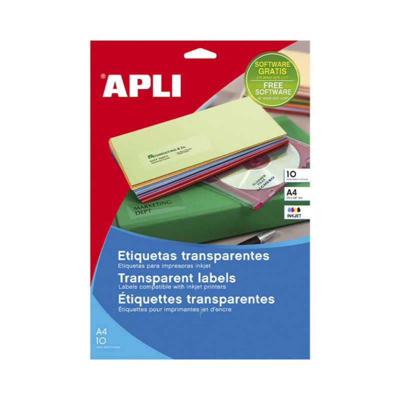 Etiquetas Transparentes Apli Permanentes 63,5 x 38,1 mm 10 Hojas