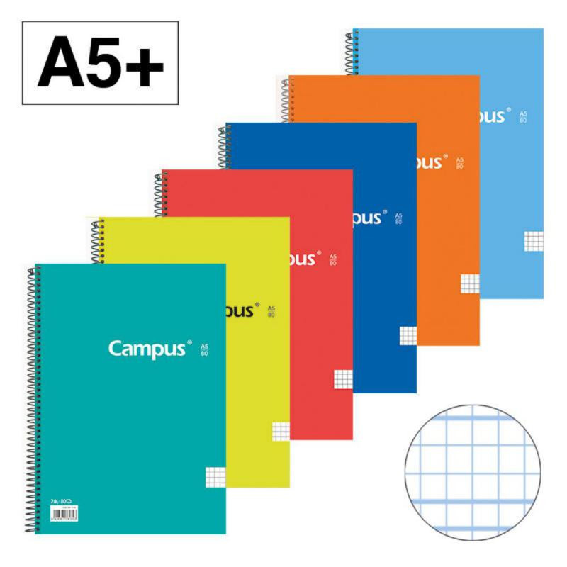 Bloc Espiral Campus A5+ Tapa Dura 80 Hojas 70g CuadrÃ­cula Pautada 4 mm