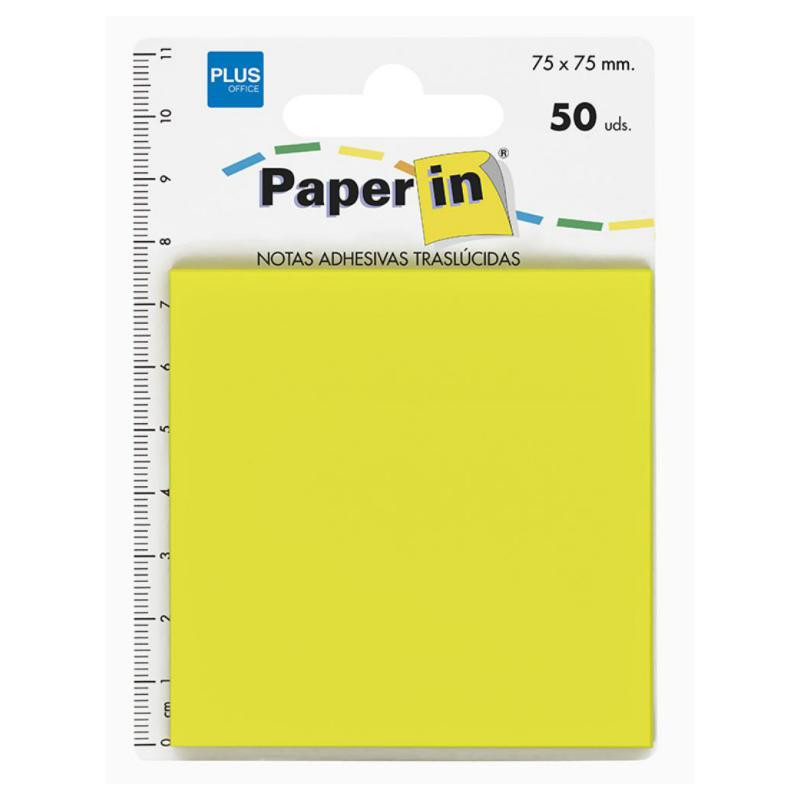 Bloc Notas Adhesivas Traslucidas Paper In Plus Office 75mmx75mm Amarillas 50 Hojas