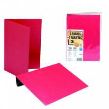 Sobres + Tarjetas C6 Plus Office 114mmx162mm Rojo Metalizado 3ud.