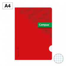 Libreta Grapada Campus A4 Tapa PlÃ¡stico 48 Hojas 90g CuadrÃ­cula 4 mm Rojo