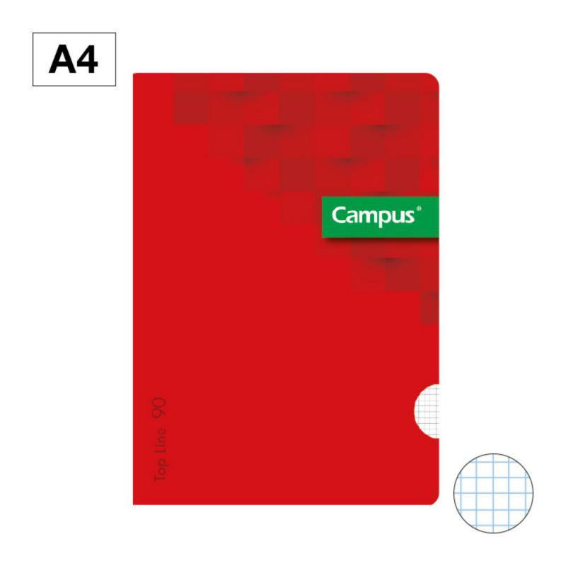 Libreta Grapada Campus A4 Tapa PlÃ¡stico 48 Hojas 90g CuadrÃ­cula 4 mm Rojo