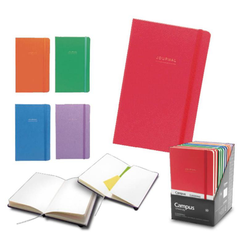 Libreta encuadernada Campus University A5 Journal tapas duras 80 g 96h Puntos Expositor 10 ud