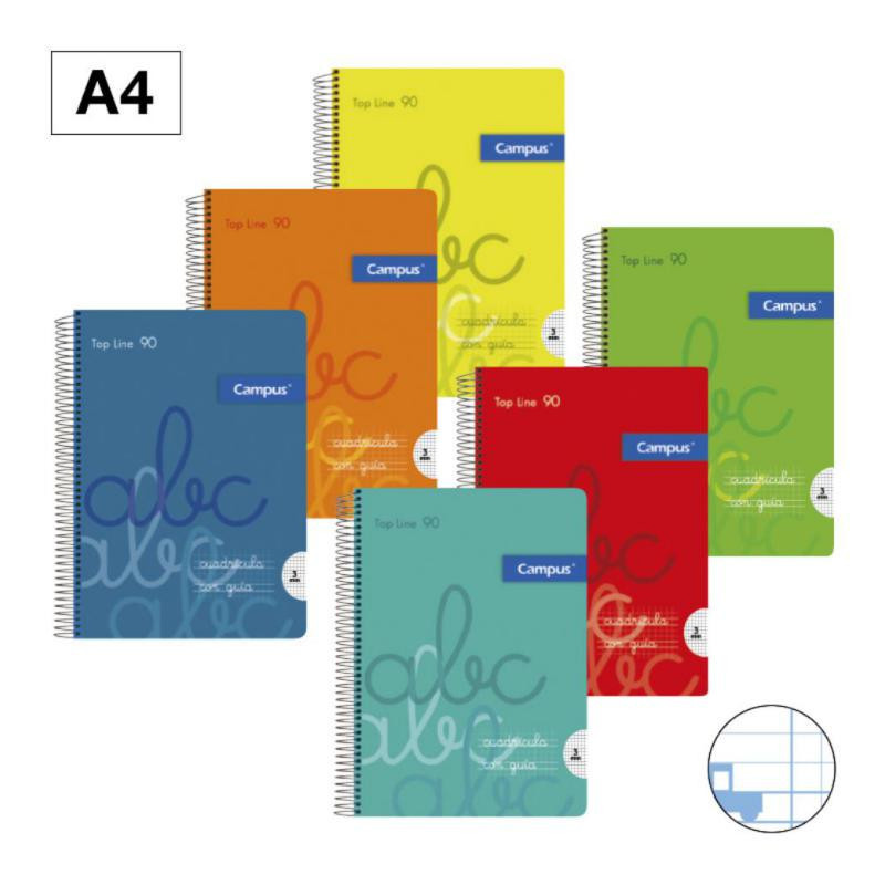 Bloc Espiral Campus A4 Tapa PlÃ¡stico 80 Hojas 90g CuadrÃ­cula Pautada 5 mm