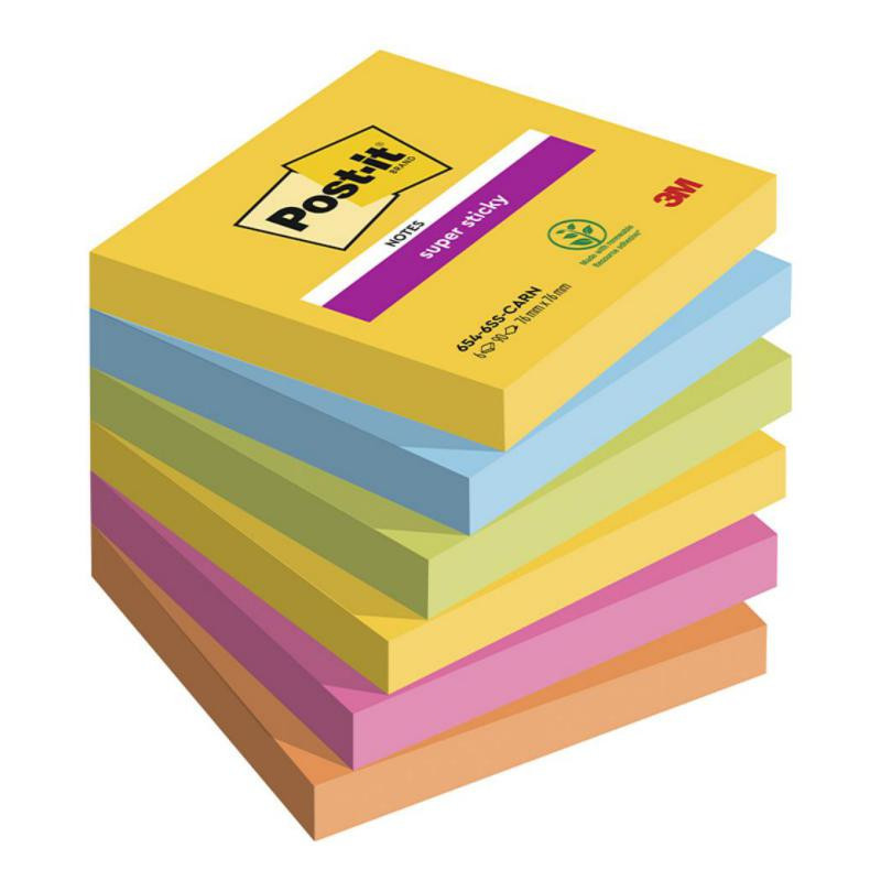 Bloc Notas Adhesivas Post-It 76mmx76mm Carnival 540 Hojas