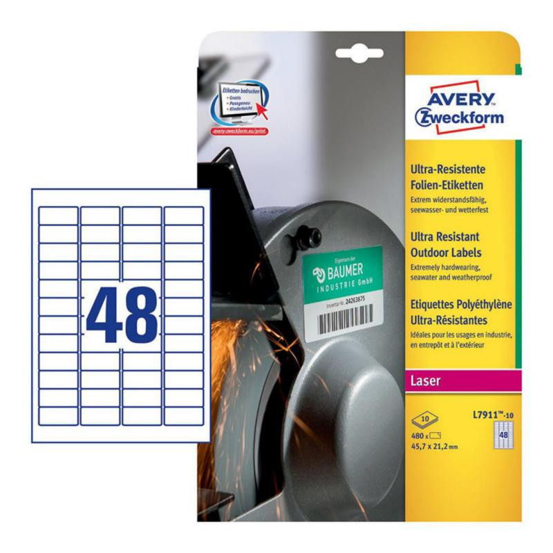 Etiquetas Avery A5 Polietileno Flexible Blancas 20ud.