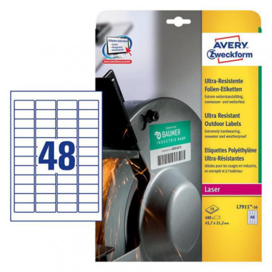 Etiquetas Avery A5 Polietileno Flexible Blancas 20ud.