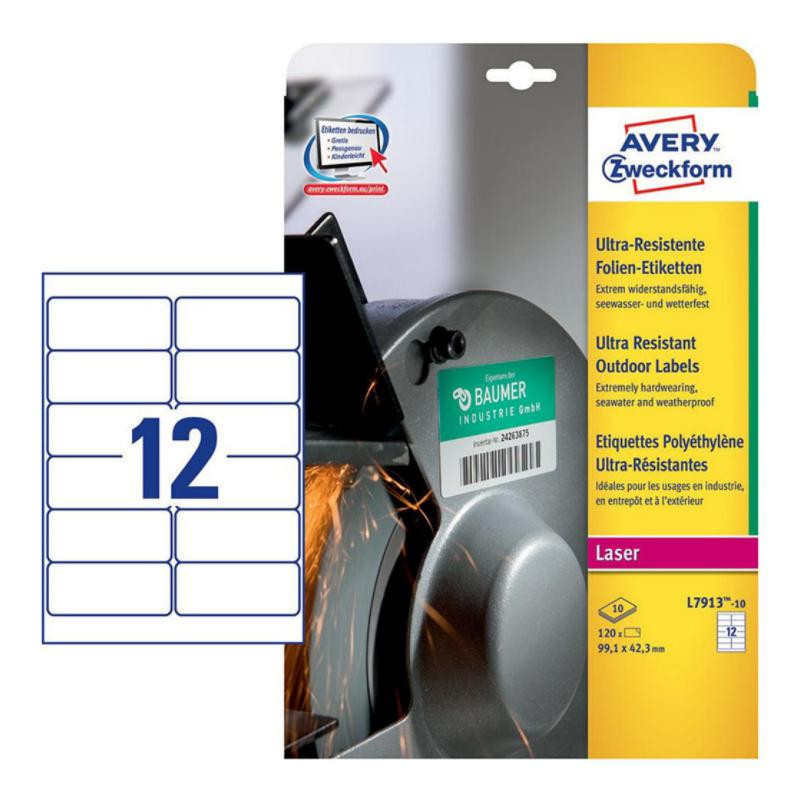 Etiquetas Avery Polietileno Flexible 45,7mmx21,2mm Blancas 480ud.