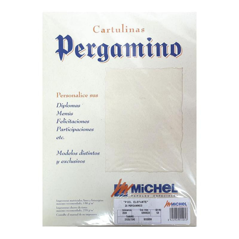 Papel Pergamino A4 Piel Elefante 125g 25 Hojas Color Hueso