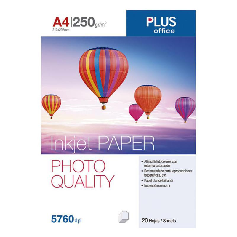 Papel FotogrÃ¡fico A4 Plus Office Inkjet Paper 5760 Dpi 250g 20 Hojas