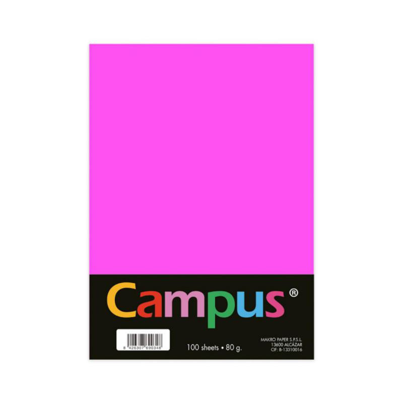 Papel A4 Campus 80g 100 Hojas Rosa NeÃ³n