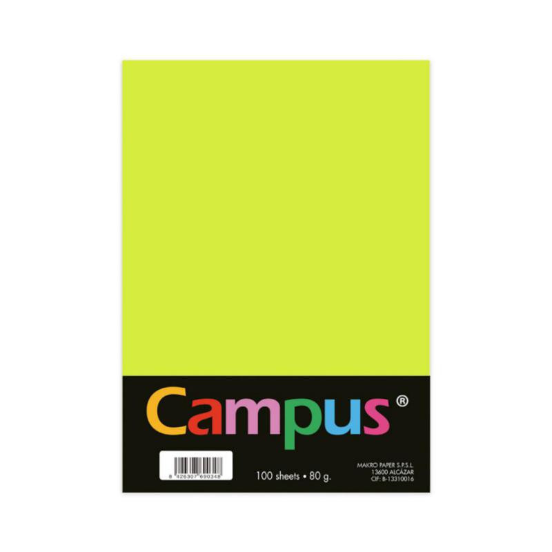 Papel A4 Campus 80g 100 Hojas Amarillo NeÃ³n