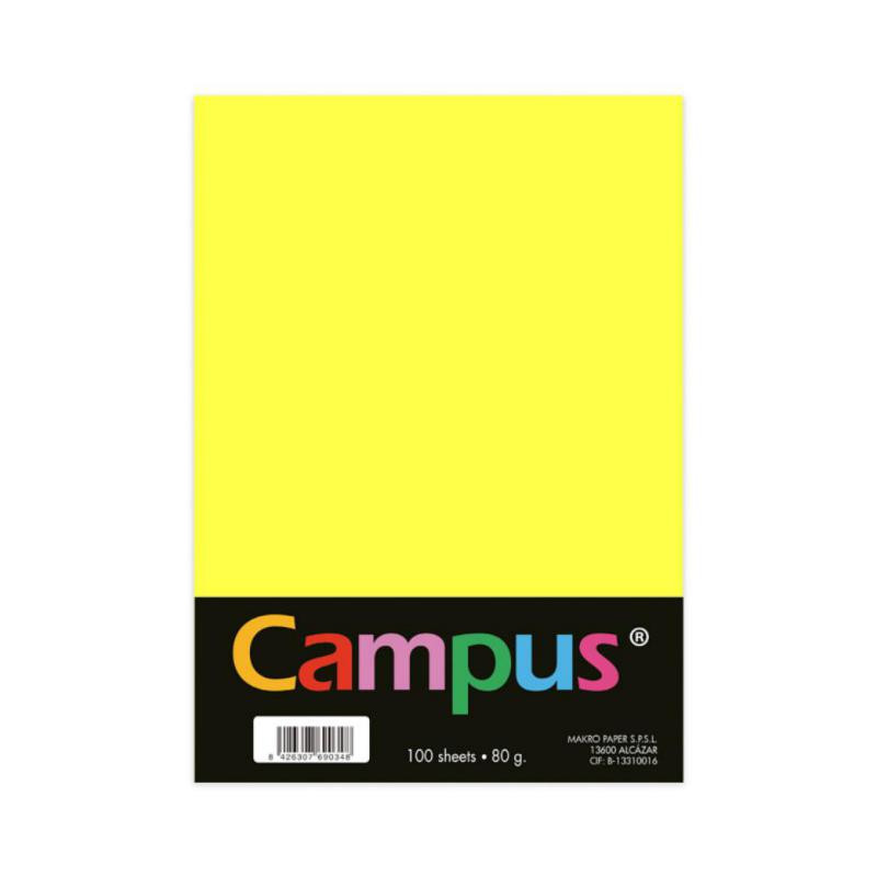 Papel A4 Campus 80g 100 Hojas Amarillo LimÃ³n