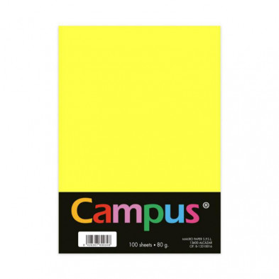 Papel A4 Campus 80g 100 Hojas Amarillo LimÃ³n