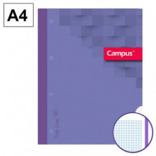 Recambio Encolado Campus A4 80 Hojas 90g CuadrÃ­cula 5 mm 4 Taladros Morado