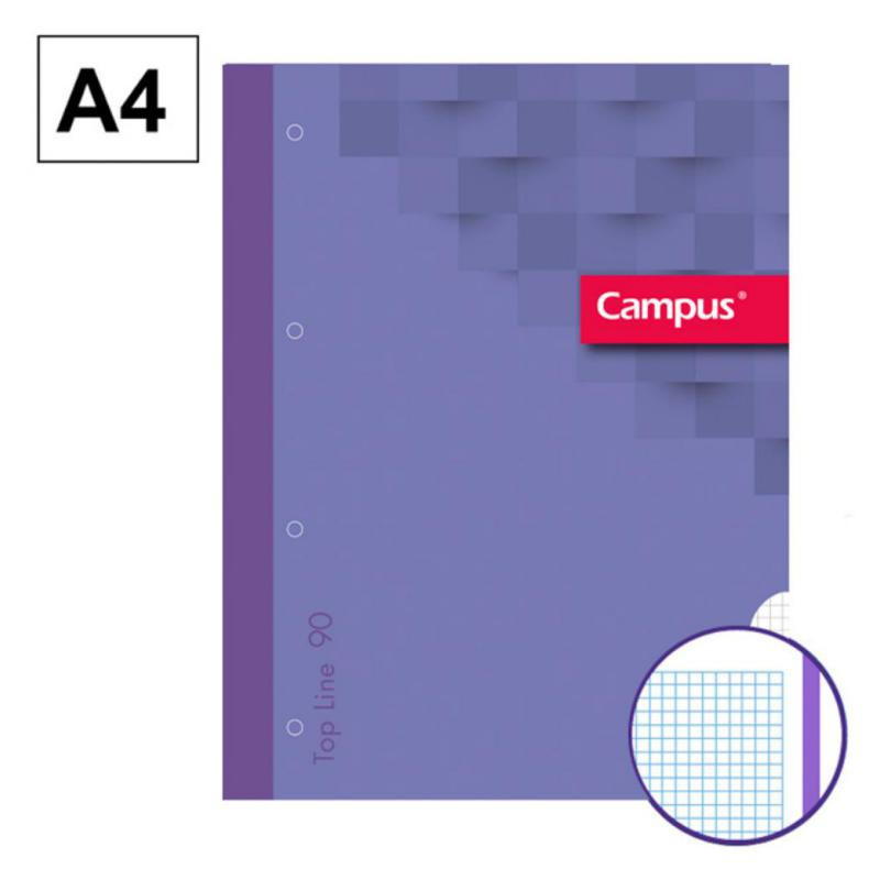 Recambio Encolado Campus A4 80 Hojas 90g CuadrÃ­cula 5 mm 4 Taladros Morado