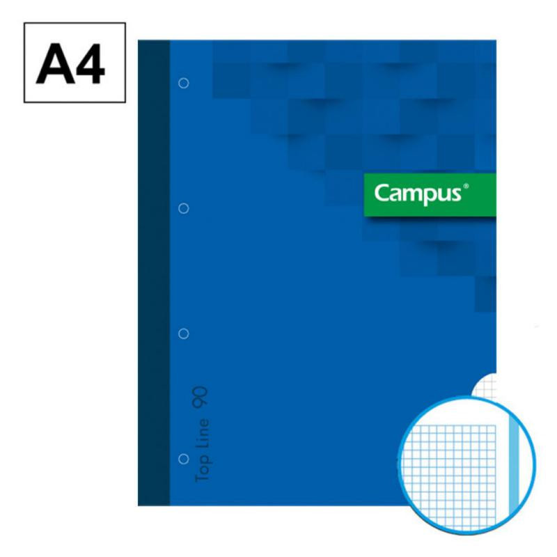 Bloc Encolado de Recambios Campus A4 80 Hojas 90g CuadrÃ­cula 5 mm Banda Azul